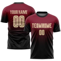 Maglia da calcio personalizzata Crimson Cream-Black Sublimation Fade Fashion Uniform