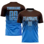 Maglia da calcio personalizzata con stampa a sublimazione marrone polvere blu-crema