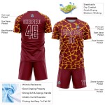 Maglia da calcio personalizzata Crimson Gold-White Abstract Network Splash Sublimazione Uniforme da calcio