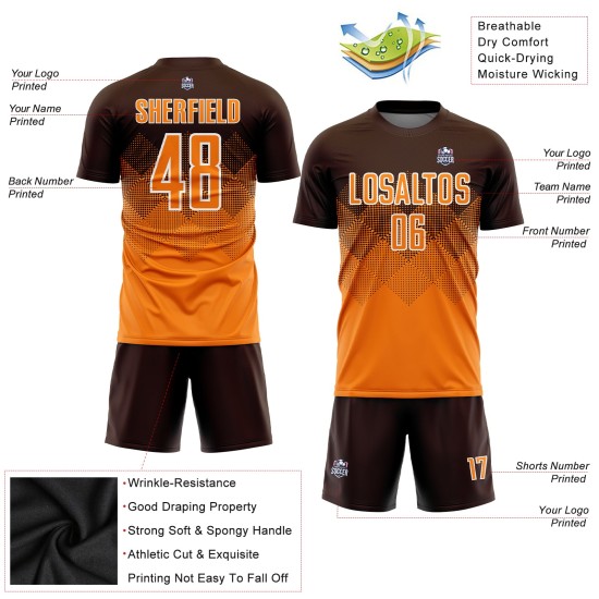 Maglia da calcio personalizzata Brown Bay Orange-White Sublimation Uniform