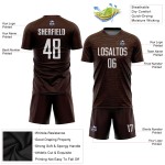 Maglia da calcio personalizzata marrone bianca con stampa a sublimazione