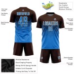Maglia da calcio personalizzata con stampa a sublimazione marrone polvere blu-crema