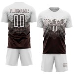Maglia da calcio personalizzata marrone bianca con stampa a sublimazione