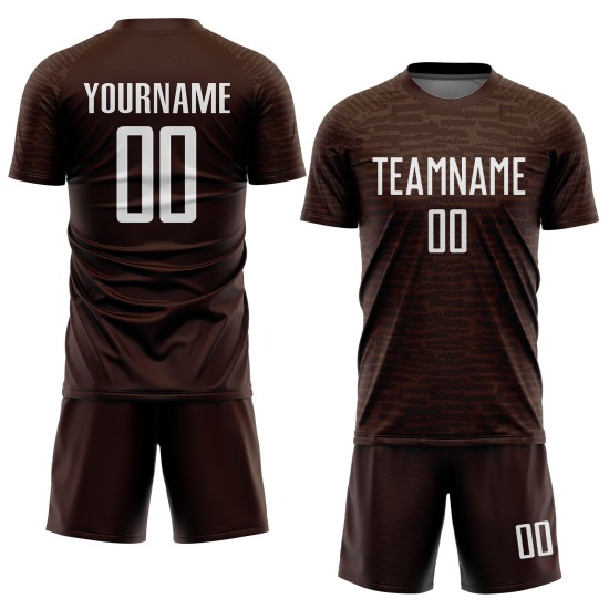 Maglia da calcio personalizzata marrone bianca con stampa a sublimazione