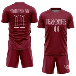Maglia da calcio personalizzata con stampa a sublimazione di forme geometriche bianche e cremisi Maglia da calcio personalizzata con stampa a sublimazione di forme geometriche bianche e cremisi